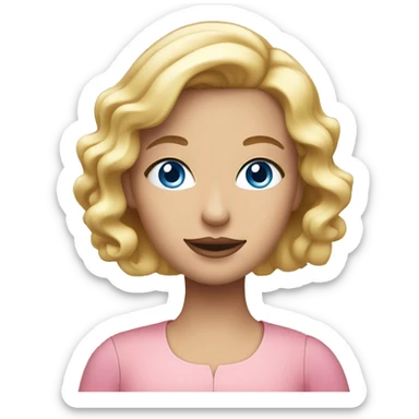 Blonde woman with blue eyes holding a pink birthday cake  sticker