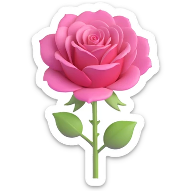 minimal 3D gothic single rose with pink petal, simple and elegant sticker