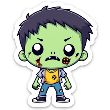 boy zombie with black hair emo sticker