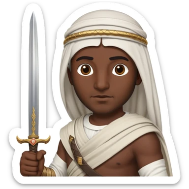 ancient Arab man with a sword on his shoulder sticker