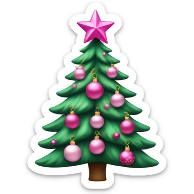 Christmas tree decorated in pink ornaments sticker