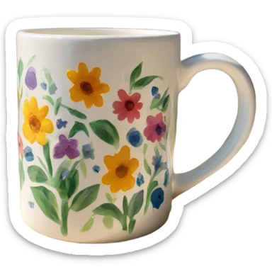 ceramic mug with flowers painted sticker