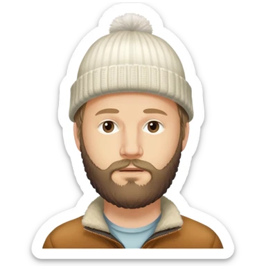 Justin Vernon of Bon Iver with beard and winter hat sticker