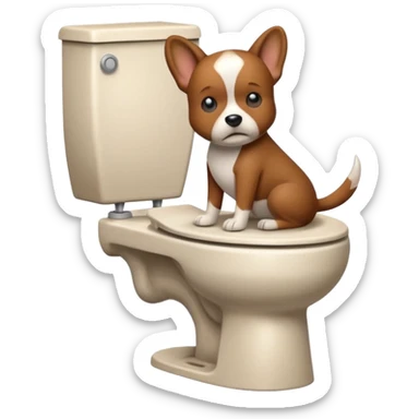Dog pooping in toilet sticker