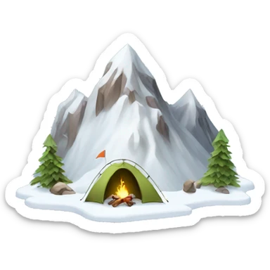 camping in snow mountain sticker