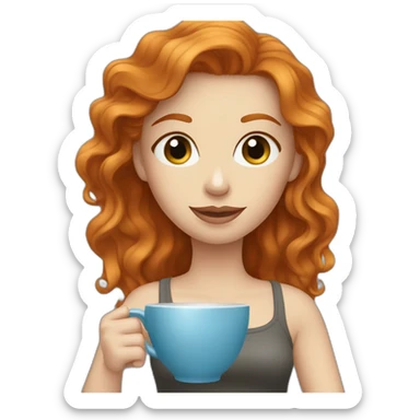 Ginger hair and grey blue eyes woman drinking coffee  sticker