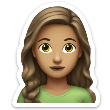 tan young woman green eyes long brown hair sticker