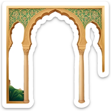 ​Cinematic Realistic Alhambra, depicted as a panoramic, zoomed-out view of the entire majestic Moorish palace complex with intricate arches, expansive courtyards, and lush gardens, bathed in soft golden lighting that highlights its opulent historical beauty, sticker