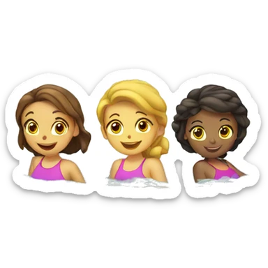 3 girls swimming boat sticker
