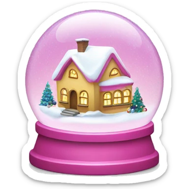 Pink snow globe with a Christmas house inside  sticker