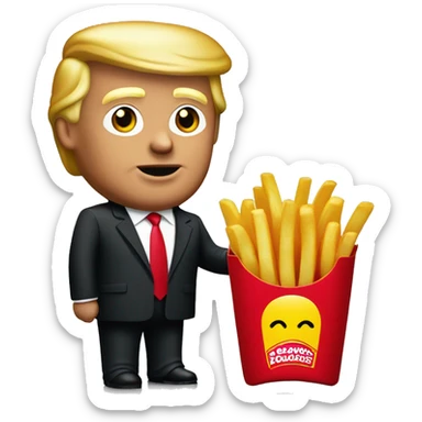 Trump holding McDonald’s French fries sticker