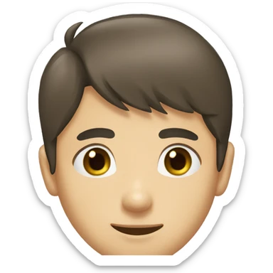 Young men type ukrainian dark brown hair straight bangs and short back brown eyes greens hirt sticker