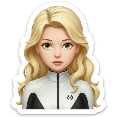 yelena belova in white widow suit with wavy blonde hair in high ponytail sticker
