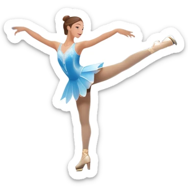 An icon showing a graceful figure skater performing a spin on the ice in a grand ice palace. The rink is illuminated by soft light beams, with cheering spectators in the stands. Snowflakes gently fall, adding to the magical atmosphere. Transparent background highlights elegance and artistry. sticker
