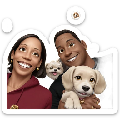 smiling duo with dog jewelry sticker