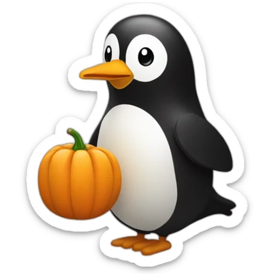 Image avec un pingouin une citrouille et un œuf sticker