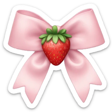 pale pink bow with strawberry in the middle sticker