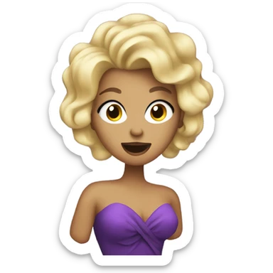 Blonde female singer singing in big puffy purple dress sticker