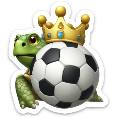 Turtle holding soccer ball with crown sticker