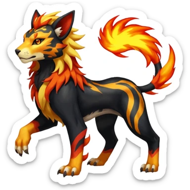 Shiny Glowing Legendary Epic Pyroar-Torracat-Luxray-Tigress-Houndoom-Liger-Hybrid-Fakemon-hybrid-Creature (full body) sticker