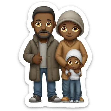 homeless poor family of 3 sticker