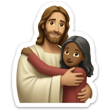 jesus hugging a girl sticker