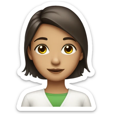 A brunette girl with green brown eyes crossing her arms sticker