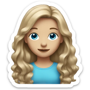 Long haired girl with light brown hair and blue eyes sticker