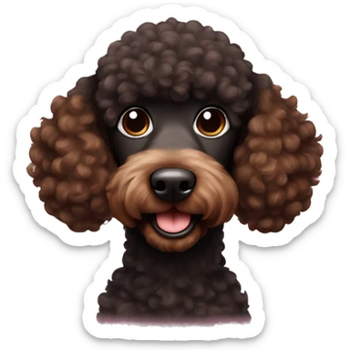 Black and brown poodle smiling sticker