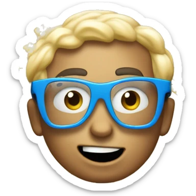 "Design an 'Epic Fan' emoji for Top10 Filmzone, featuring a lively fan with oversized 3D glasses and popcorn, exuding excitement for movies. Add film reels and sparkling stars for a cinematic touch!" sticker
