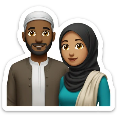 Black and Desi muslim couple sticker