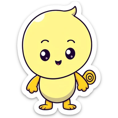 A cute character with a puzzled expression and swirly confused eyes sticker