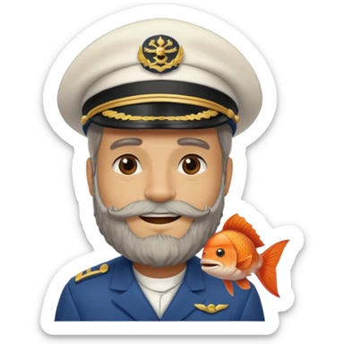 bearded fish ship captain sticker