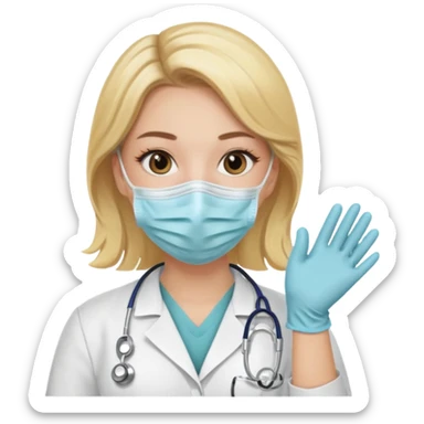 medica rubia con mascarilla y guantes sticker