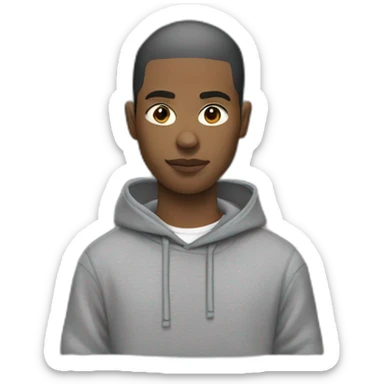 black Beatmaker short hair wearing grey hoodie sticker