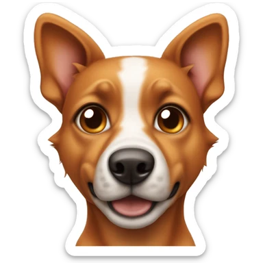 Orange brown Street dog with big pointy ears that’s stand up big black eyes and a white nose but only at the front the rest is brown sticker