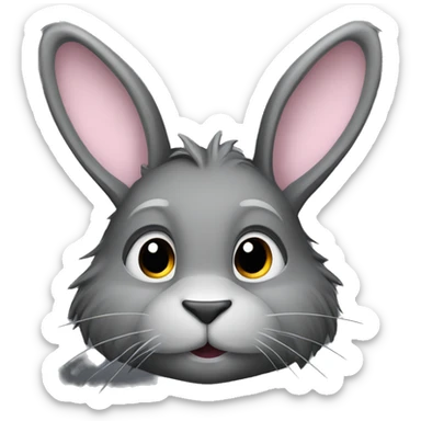 Lapin noir avec poils long gris sticker