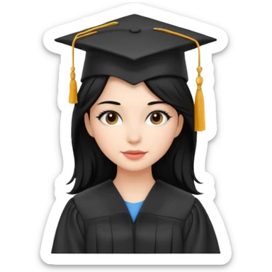 girl with beautiful black hair and graduation hat sticker