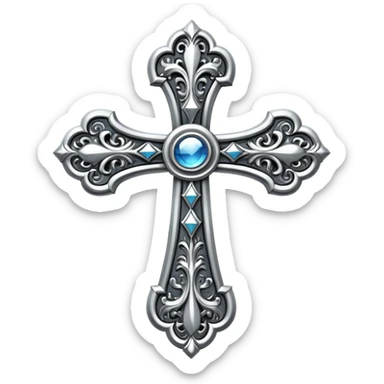 silver gothic cross sticker