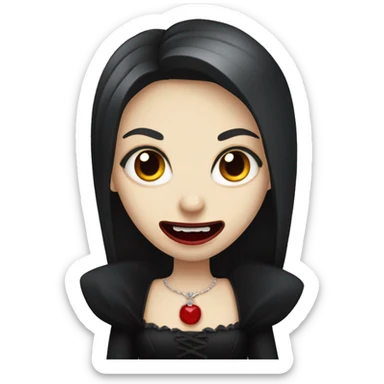 vampire with black dress and blood on teeth sticker