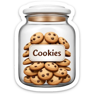 Ceramic jar with “Cookies” label and lid sticker