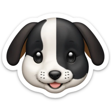 Black and white hound puppy, smiling, smooth coat. sticker