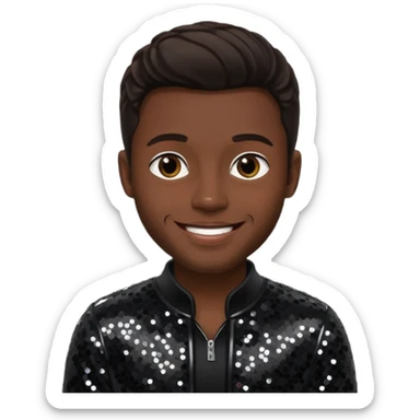 James JT Taylor from Kool & The Gang with dark brown hair, black sequin outfit sticker