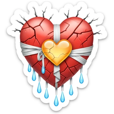 Bandaged heart leaking light through cracks sticker