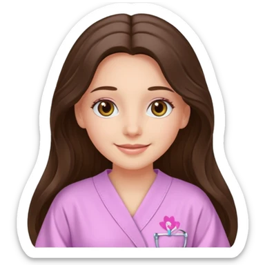 happy long haired brunette girl hazel eyes in light pink in therapy sticker