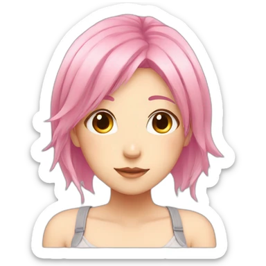 Anime girl with pink hair sticker