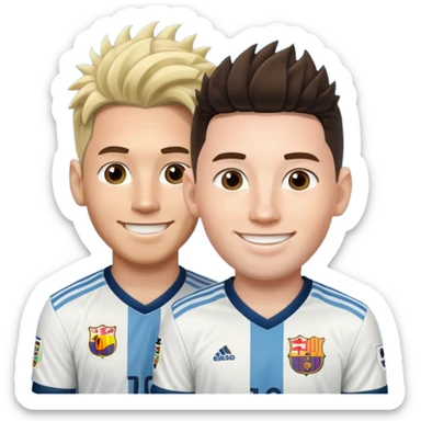 Prime noodle hair ronaldo and prime 2012 messi Smiling in one Photo  sticker