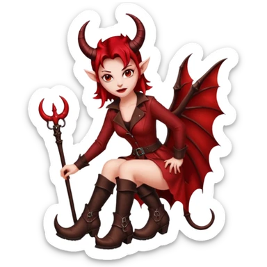 I need a female devil wearing leather boots emoji sticker