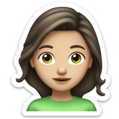 Brunette with light skin and green eyes girl cute sticker