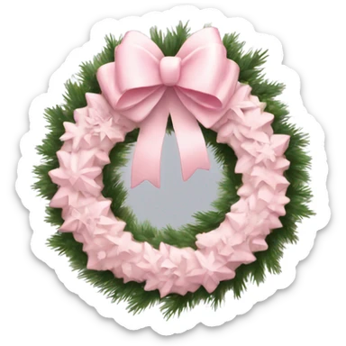pretty light pink christmas wreath sticker